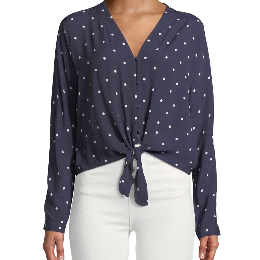 Rails polka dot tie front blouse
